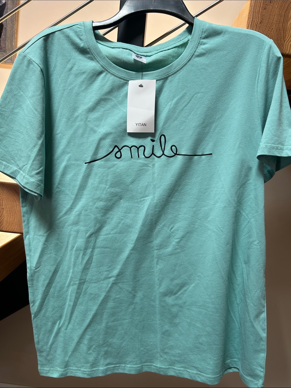 Yitan Women’s Short-Sleeve 'Smile' Tee - Seafoam